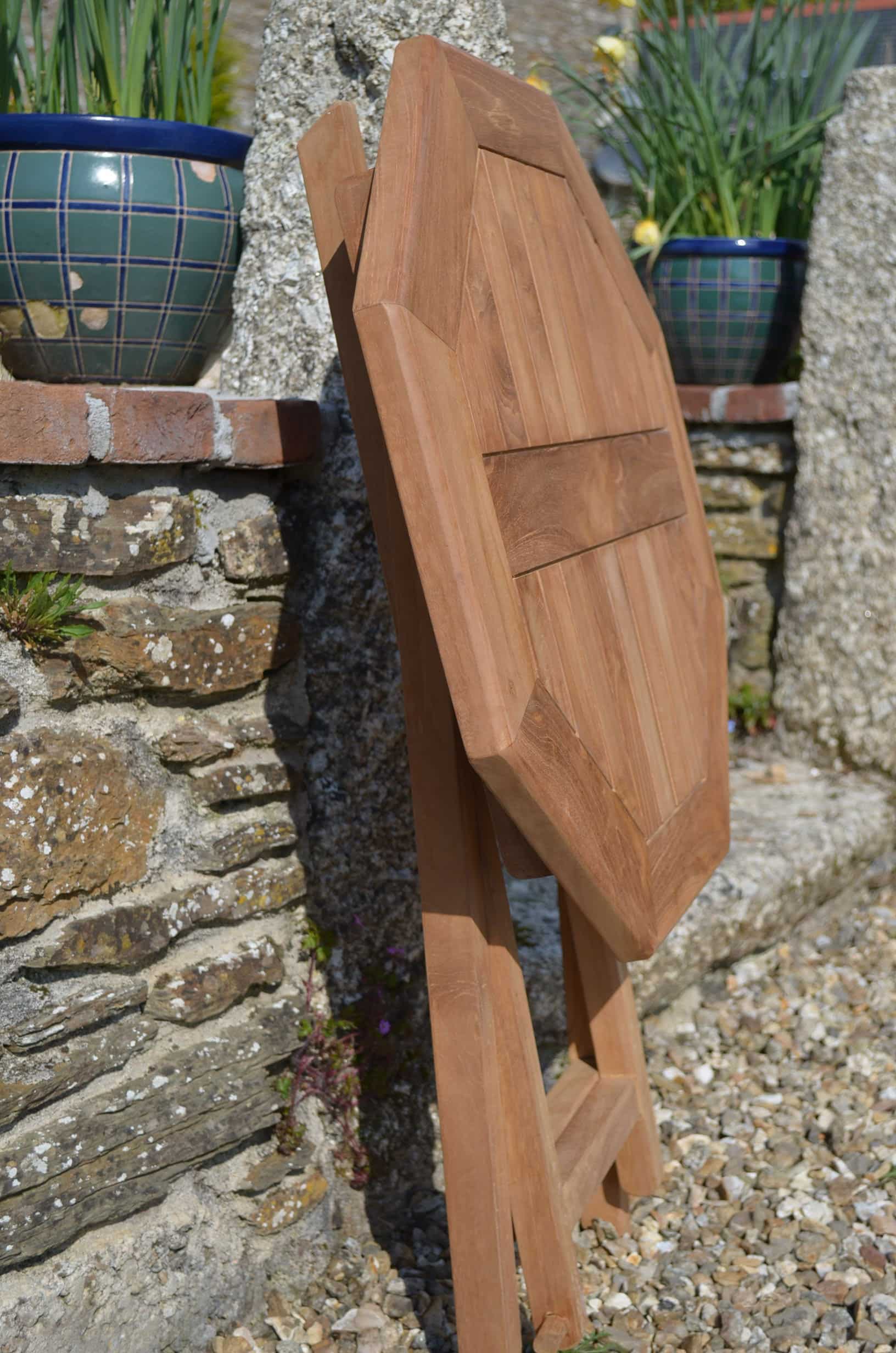 Suffolk | 60cm Octagonal Folding Teak Garden Bistro Table | 2 Seater