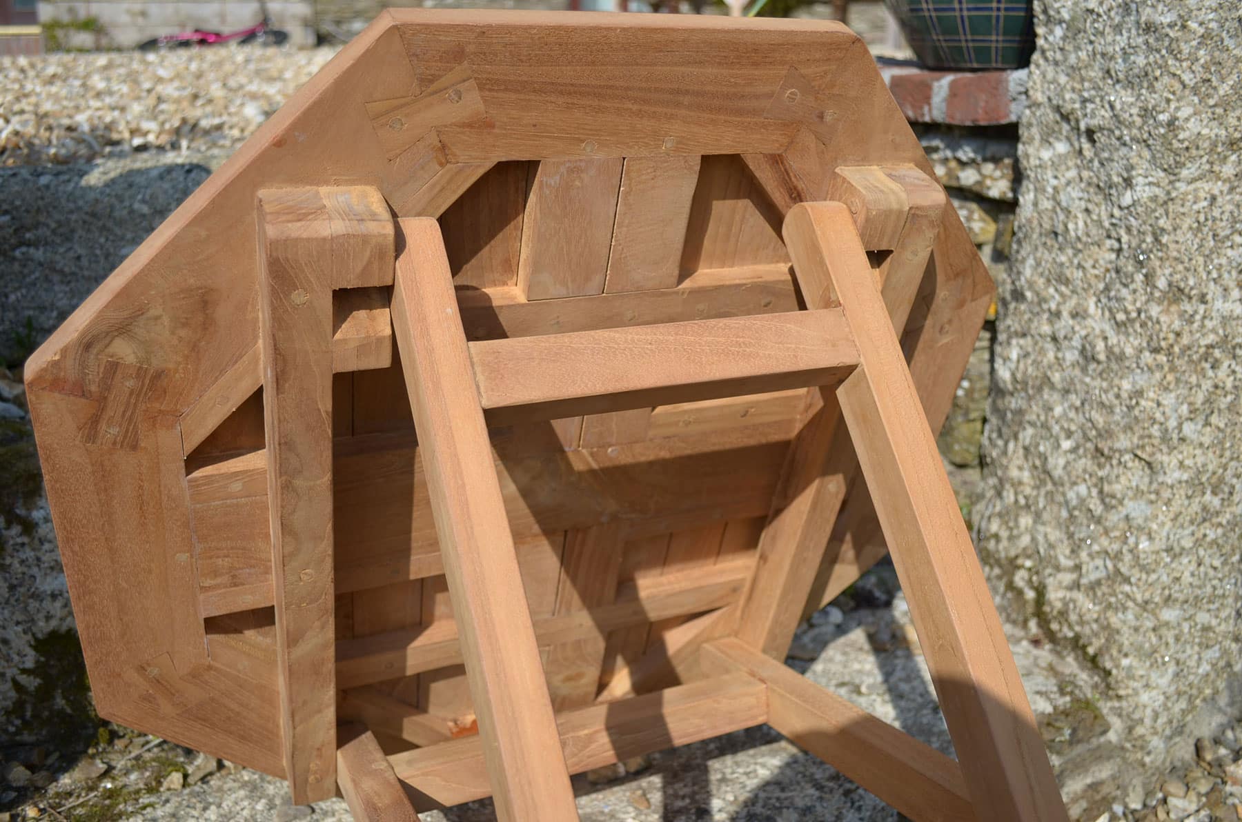 Suffolk | 60cm Octagonal Folding Teak Garden Bistro Table | 2 Seater