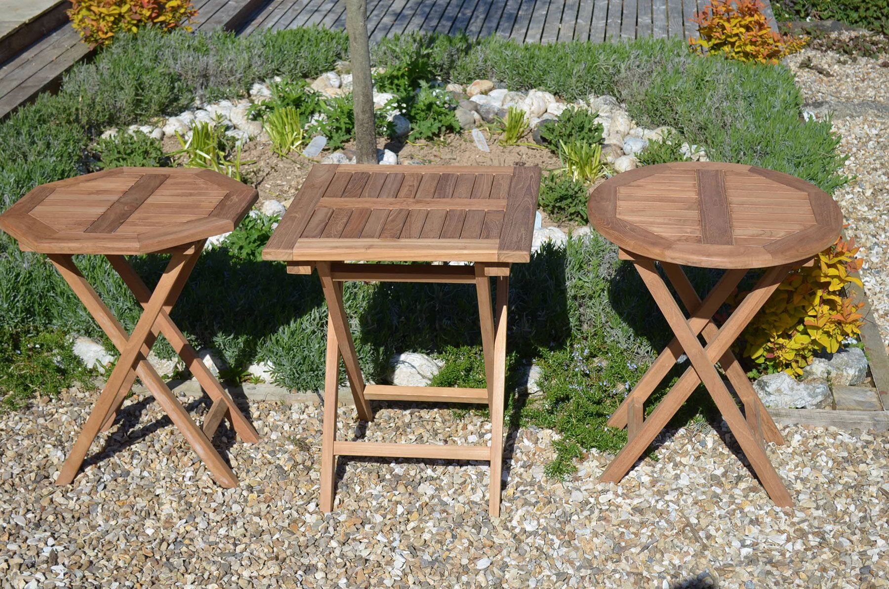 Suffolk | 60cm Octagonal Folding Teak Garden Bistro Table | 2 Seater