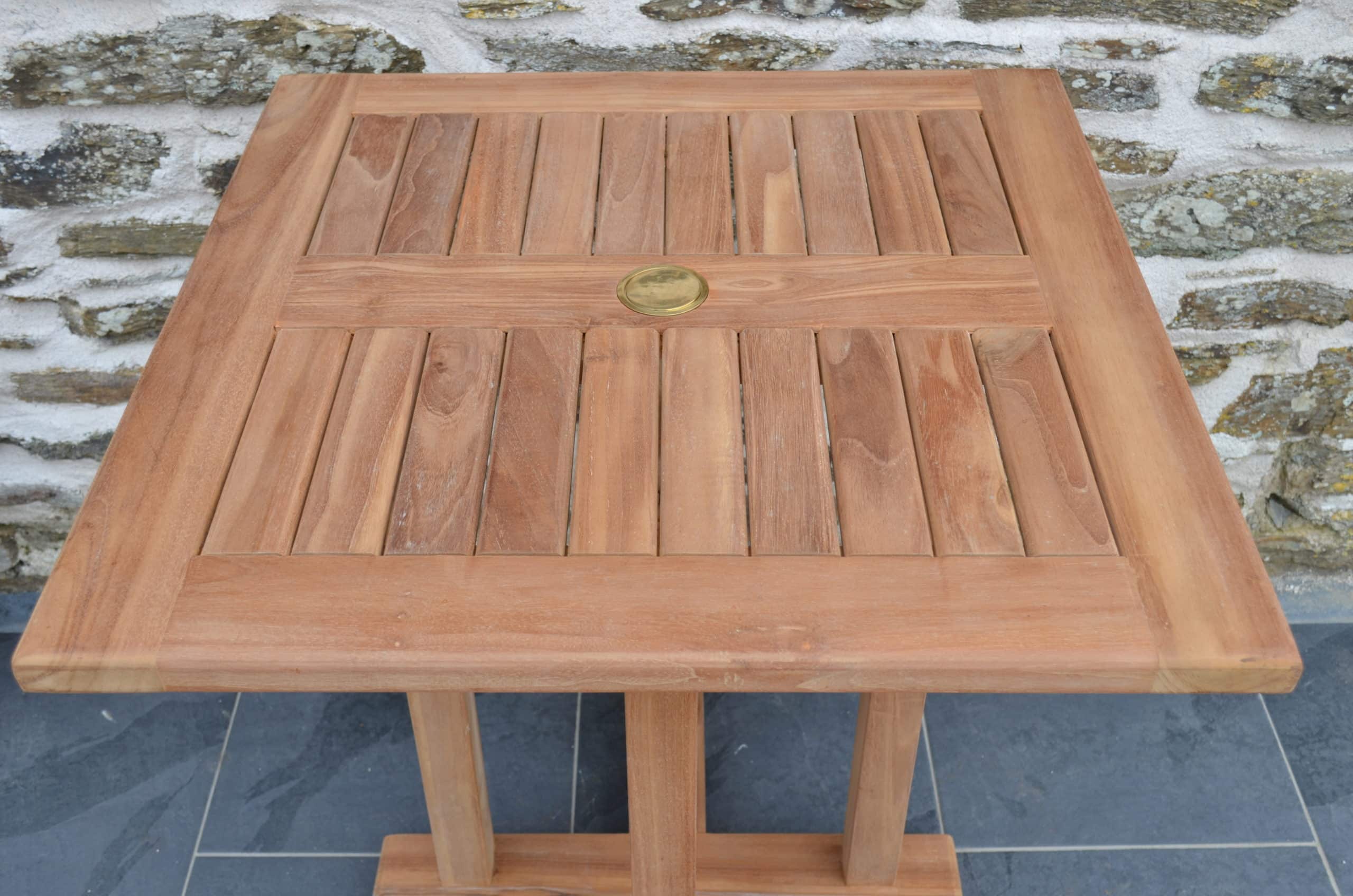 Romsey | 70cm Square Fixed Teak Garden Dining Table | 2 to 4 Seater