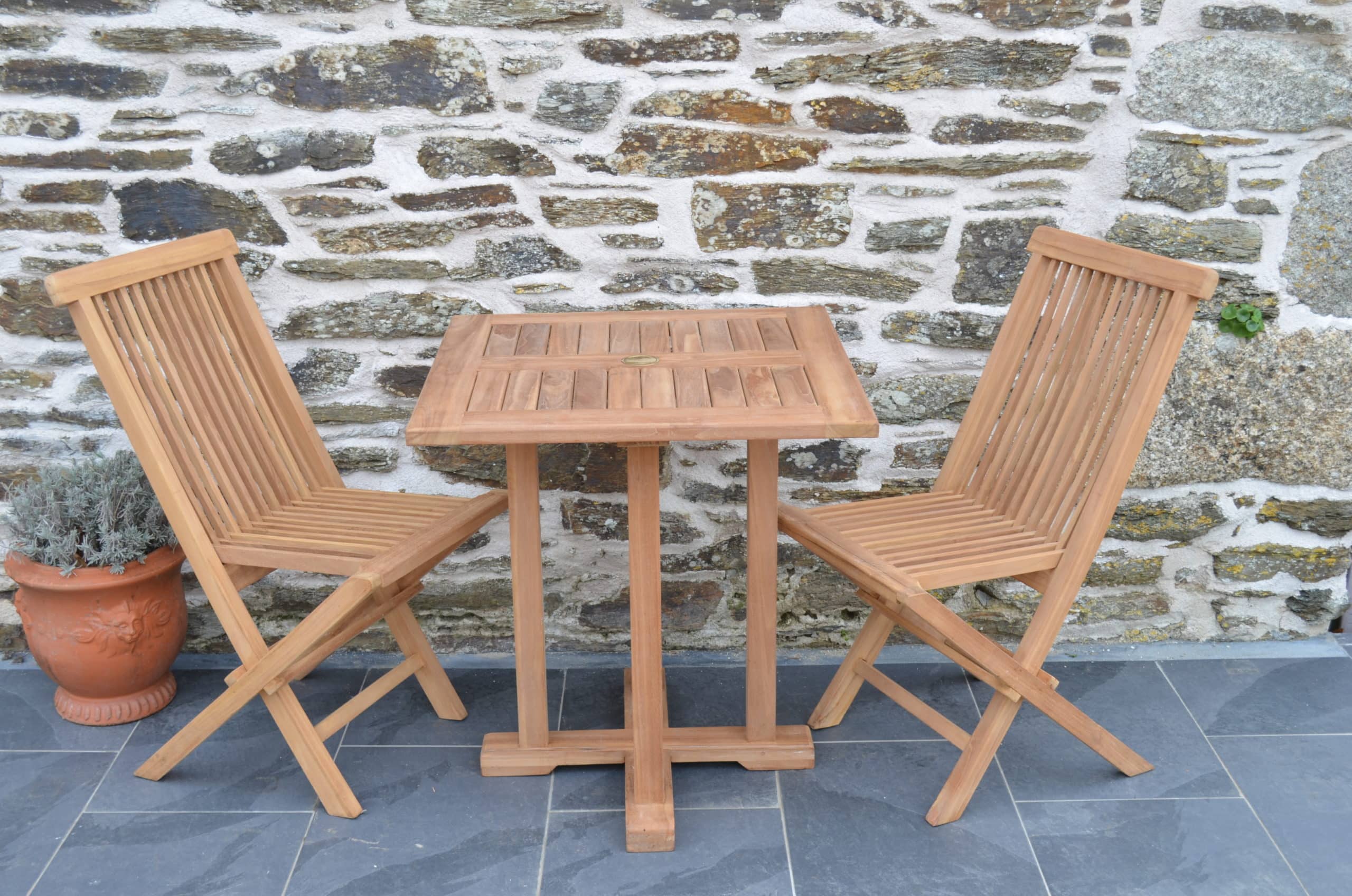 Romsey | 70cm Square Fixed Teak Garden Dining Table | 2 to 4 Seater