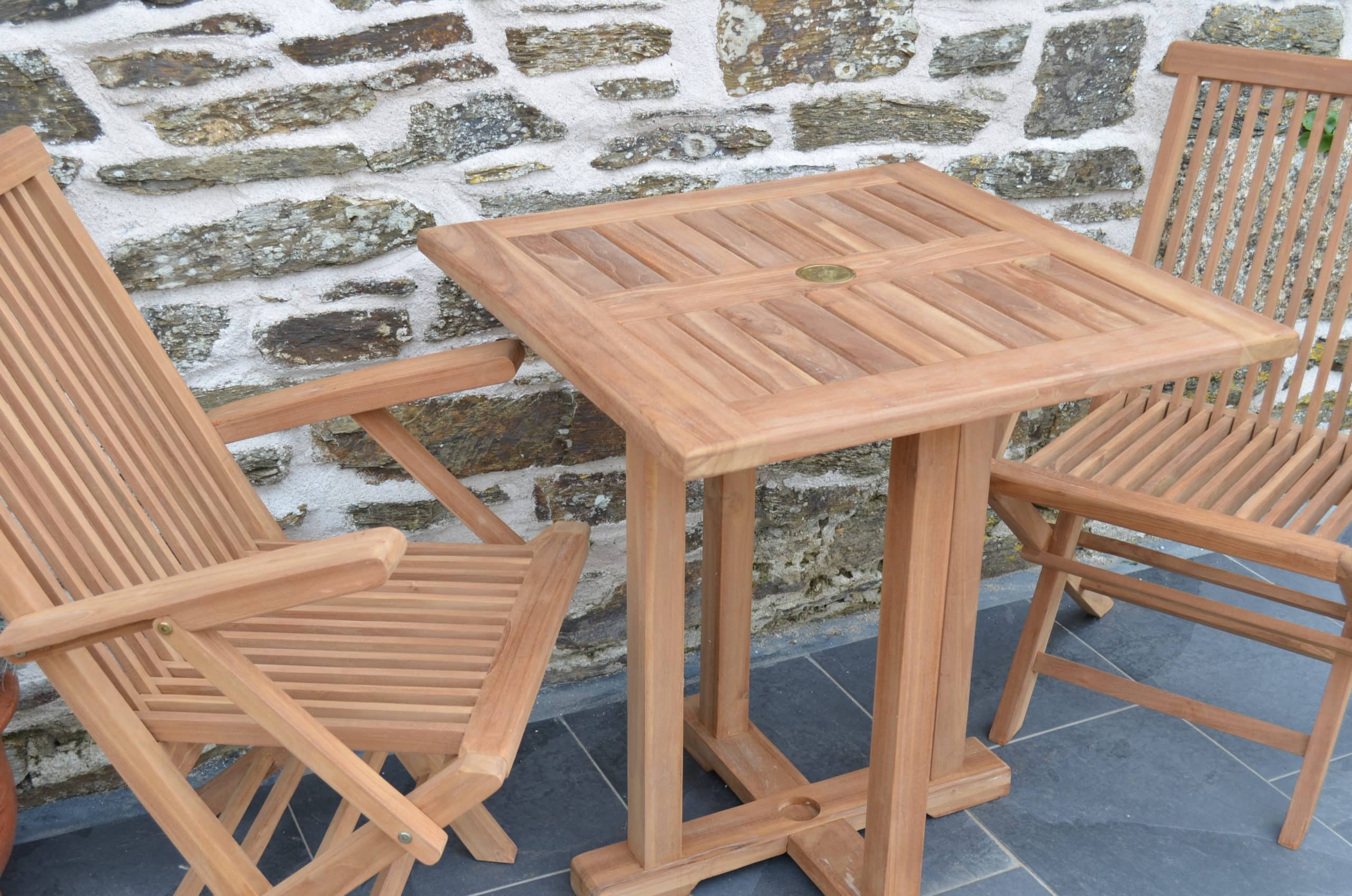 Romsey | 70cm Square Fixed Teak Garden Dining Table | 2 to 4 Seater