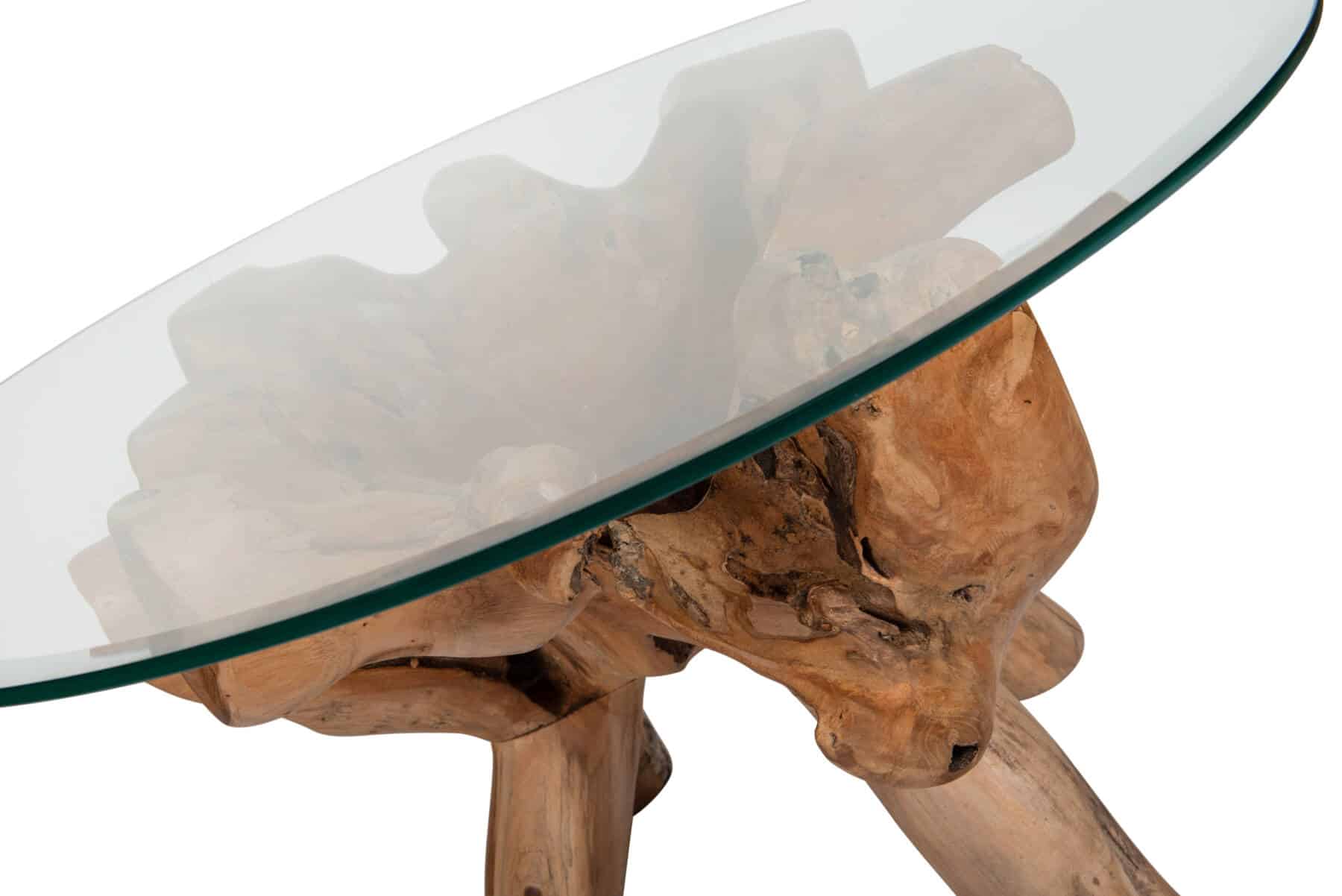 Teak Root Coffee Table with 1m Round Glass Top