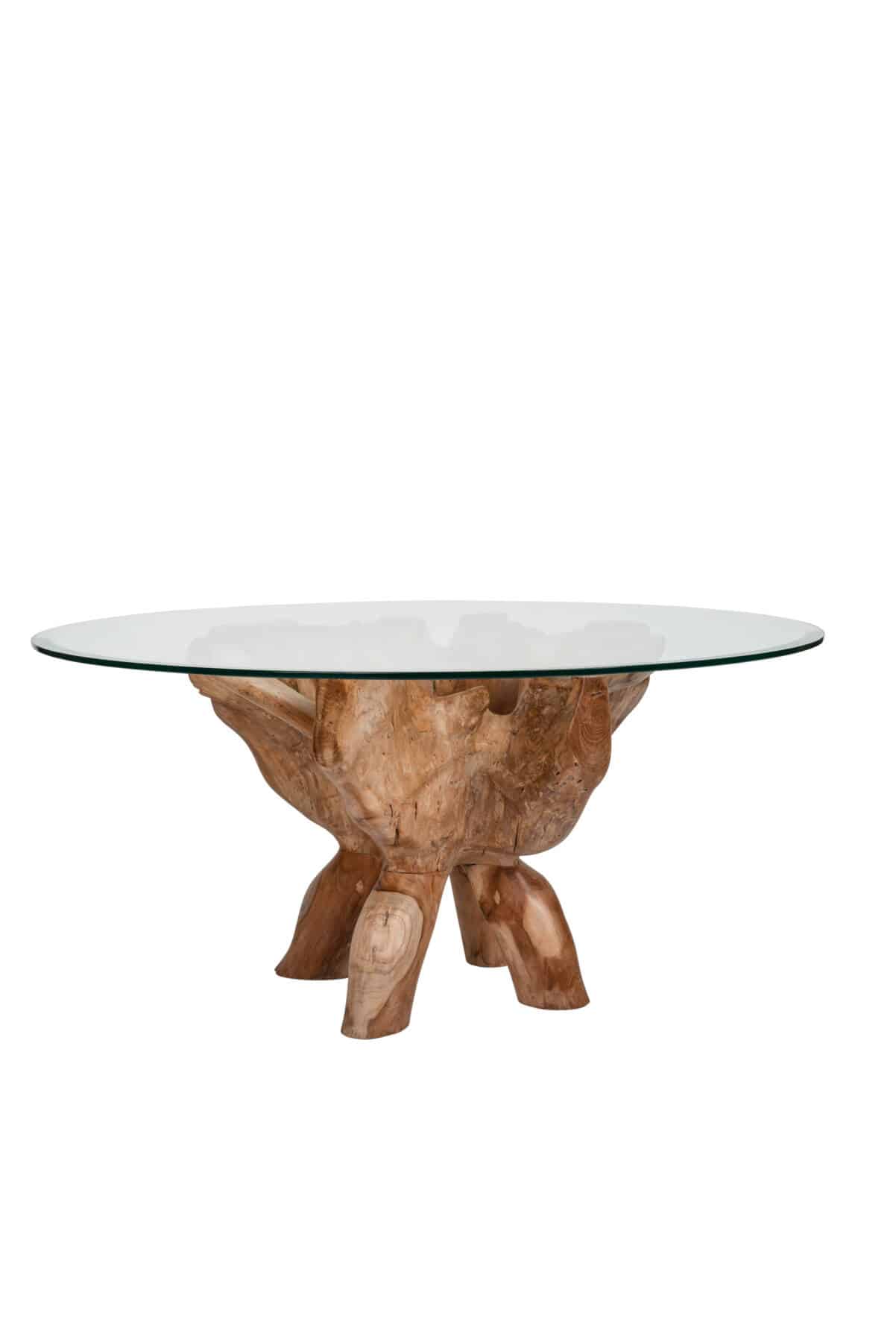 Teak Root Coffee Table with 1m Round Glass Top