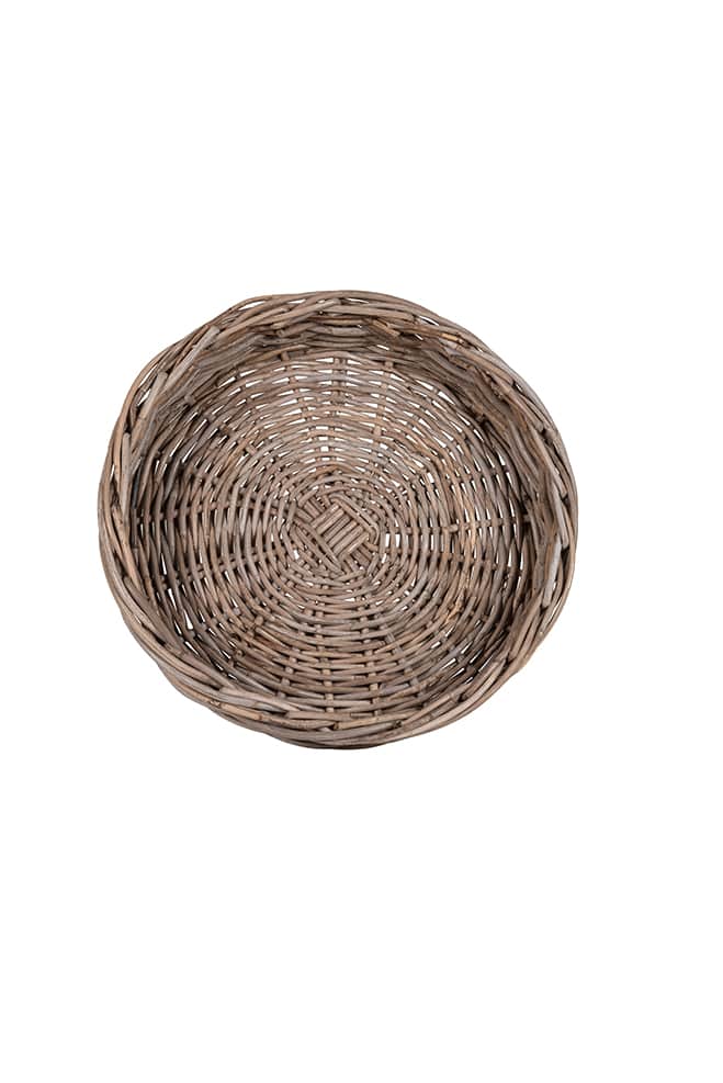 Handcrafted Round Wicker Tray - Large