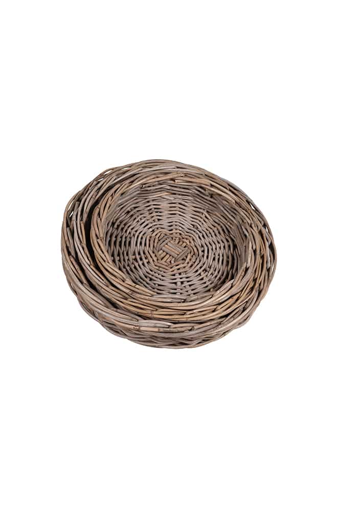 Handcrafted Round Wicker Tray - Large