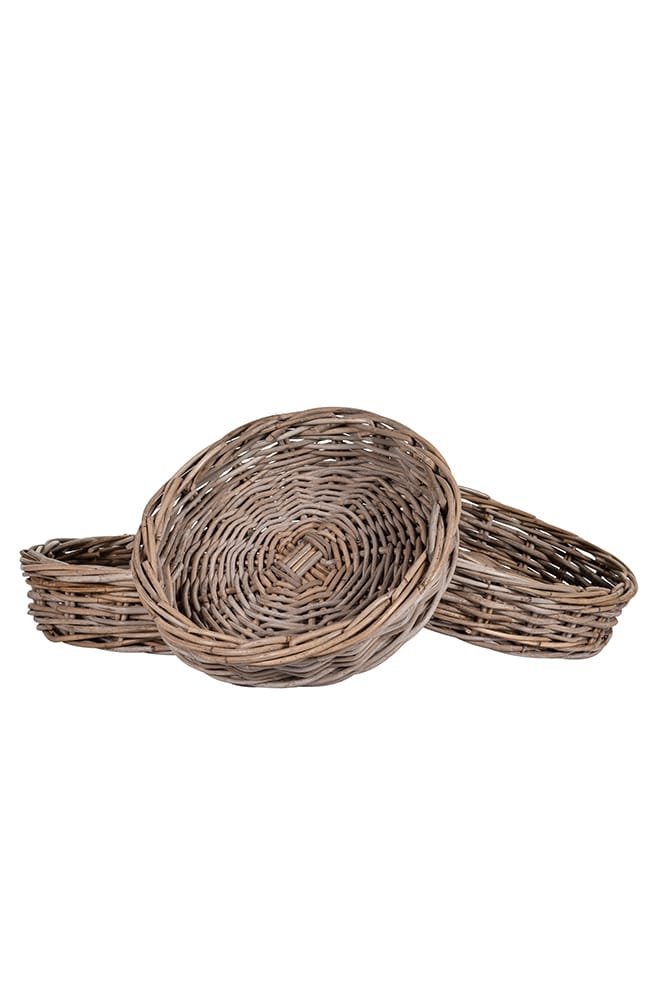 Handcrafted Round Wicker Tray - Large