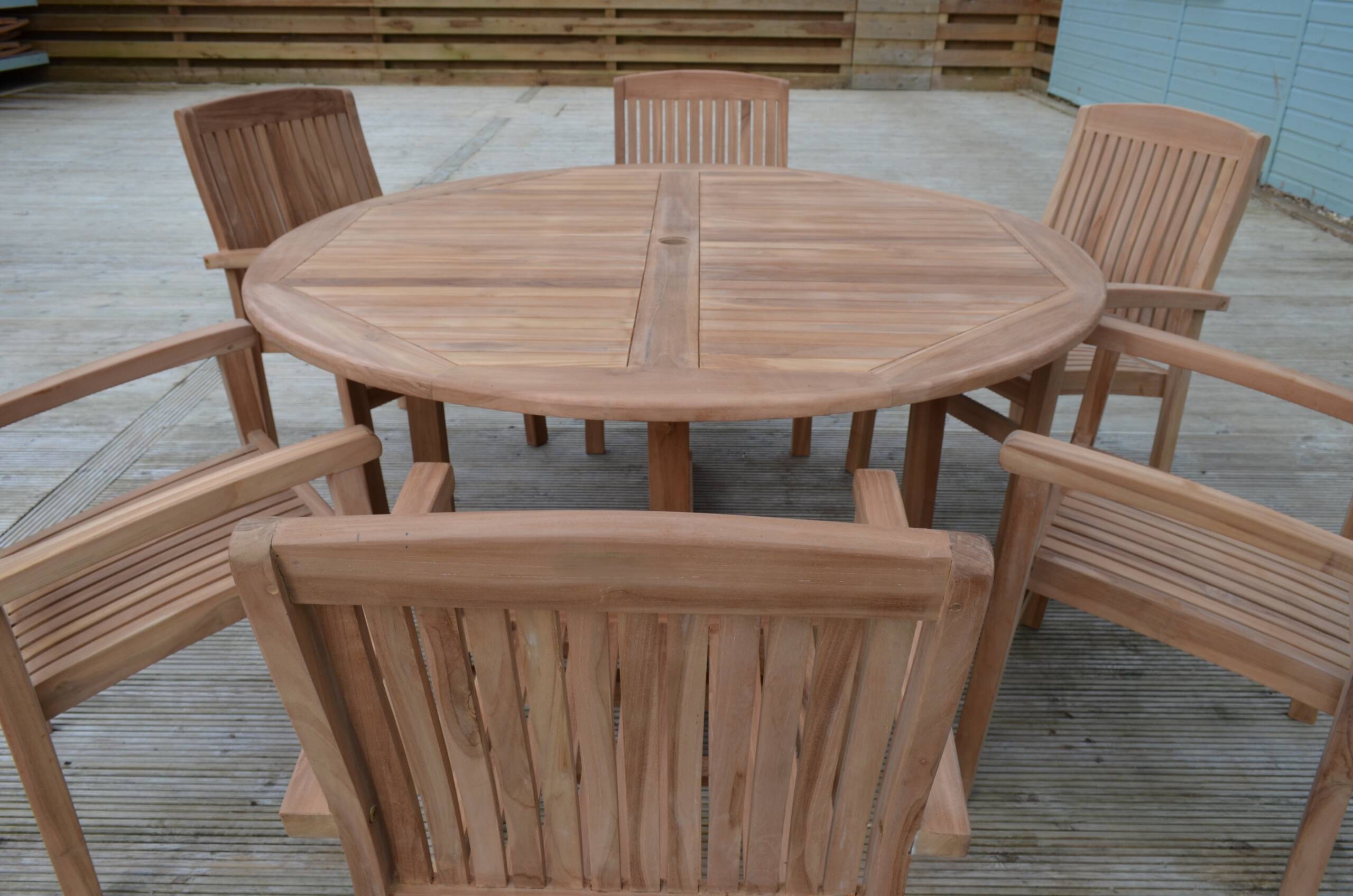 Dorchester | 1.5m Round Teak Garden Dining Table | 6 Seater
