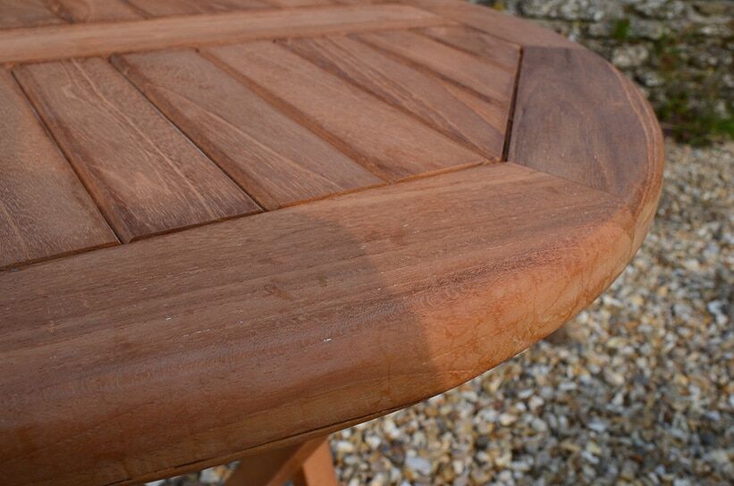 Teak Garden Bistro Set | 2 Seater Set | Mortimer 60cm Round Teak Folding Table with 2 Teak Folding Chairs