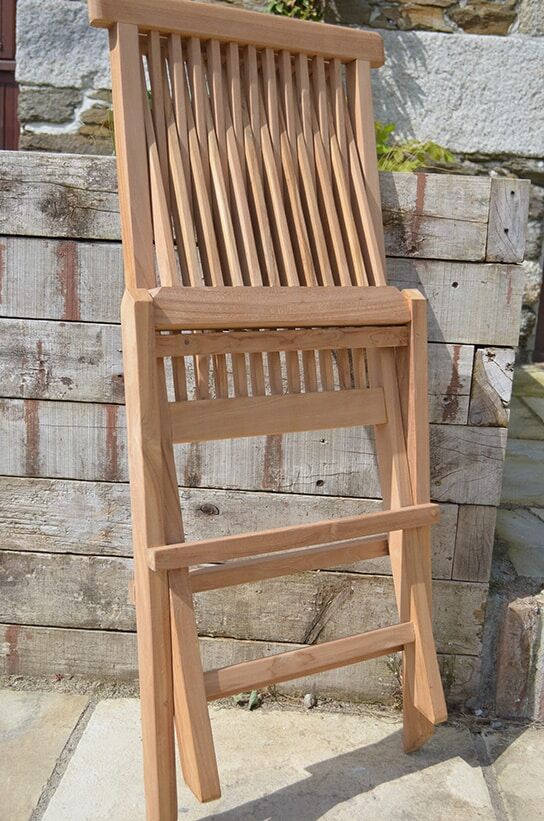 Teak Garden Bistro Set | 2 Seater Set | Mortimer 60cm Round Teak Folding Table with 2 Teak Folding Chairs