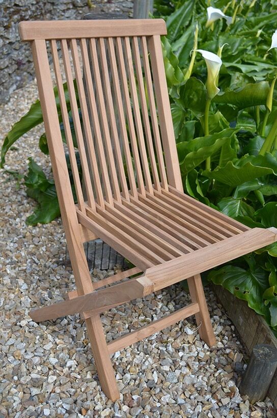 Teak Garden Dining Set | 4 Seater Set | Mortimer 80cm Round Teak Folding Table with 2 Folding Armchairs and 2 Folding Chairs
