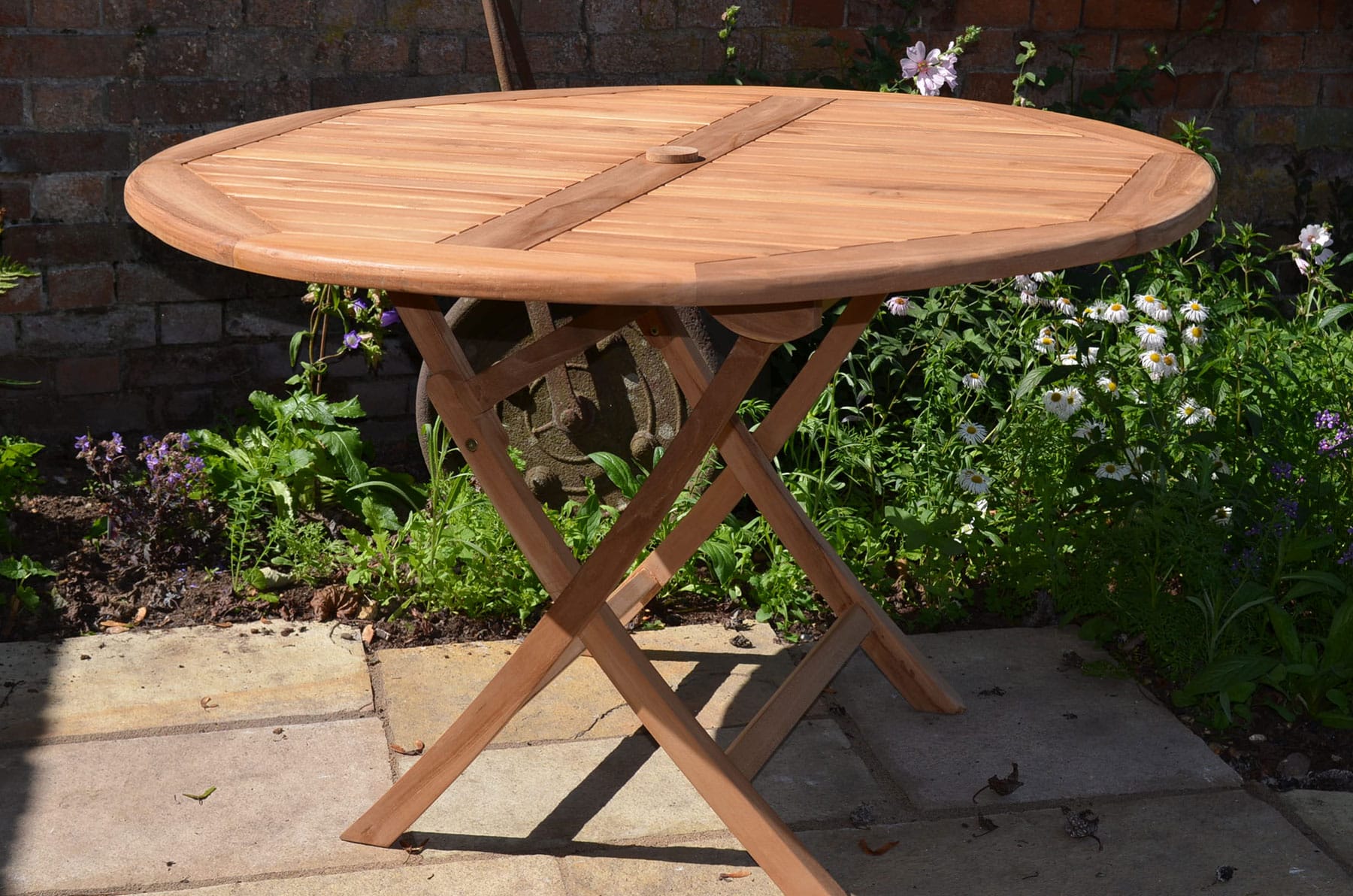 Mortimer | 1.2m Round Folding Teak Garden Dining Table | 6 Seater