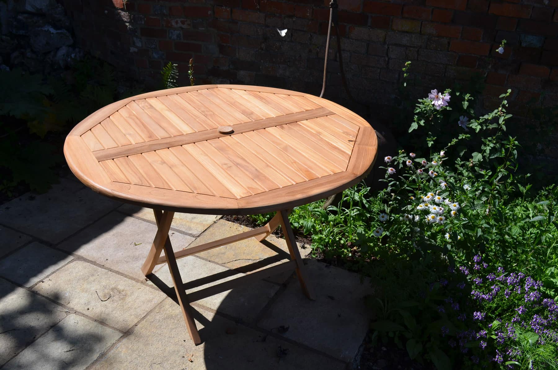 Mortimer | 1.2m Round Folding Teak Garden Dining Table | 6 Seater