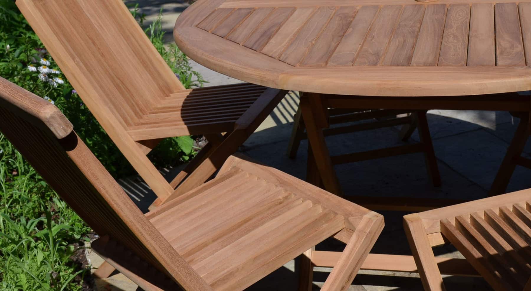 Mortimer | 1.2m Round Folding Teak Garden Dining Table | 6 Seater