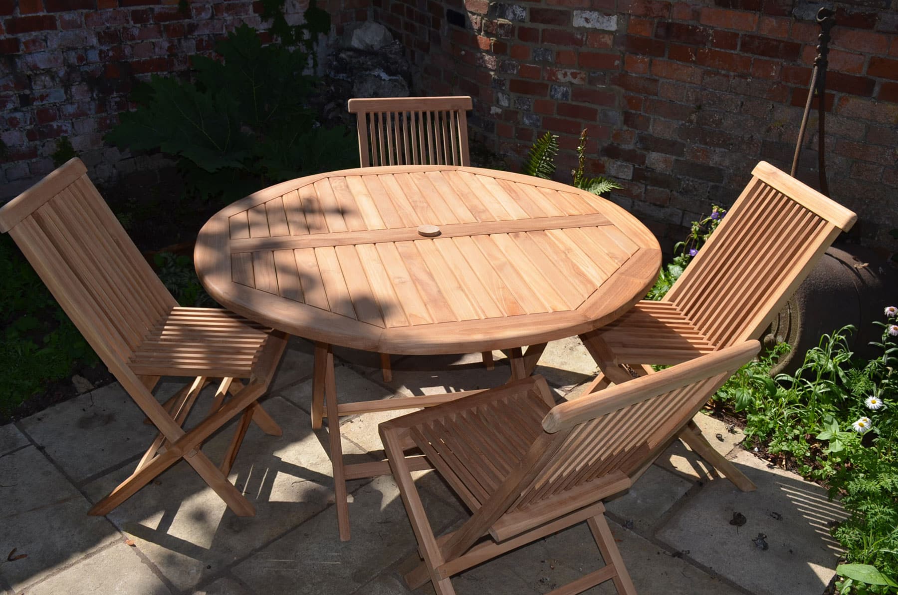 Mortimer | 1.2m Round Folding Teak Garden Dining Table | 6 Seater