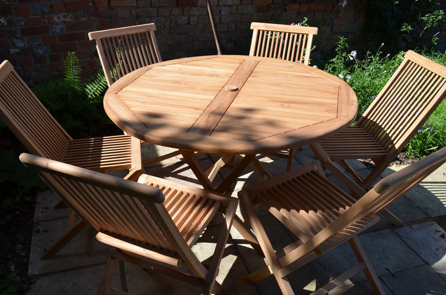 Mortimer | 1.2m Round Folding Teak Garden Dining Table | 6 Seater