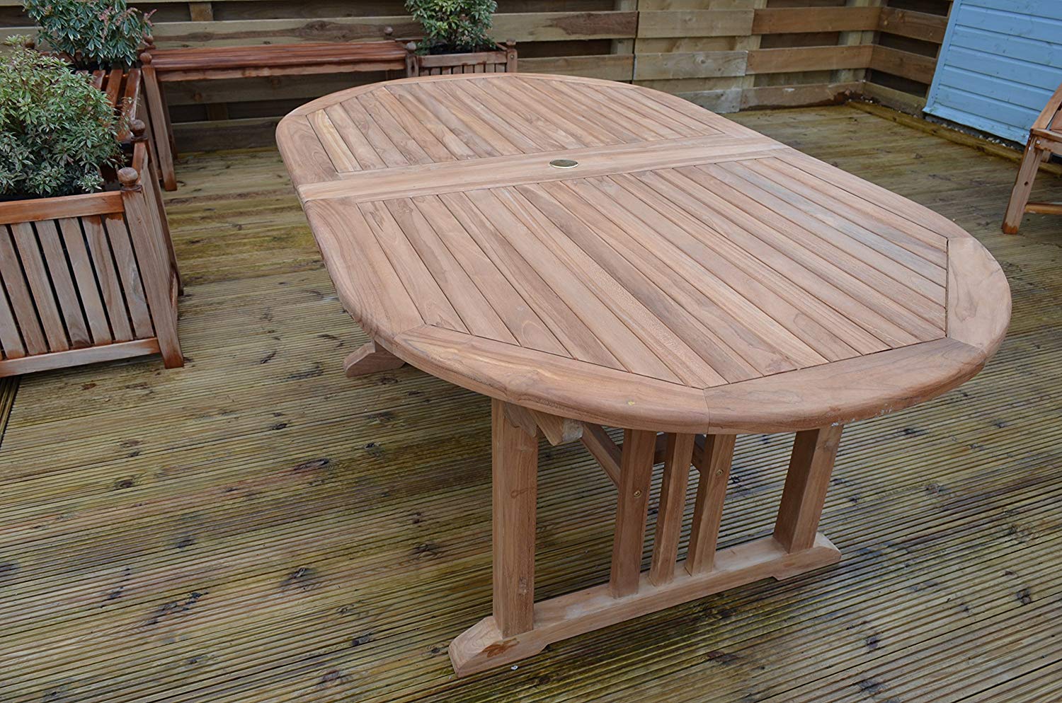 Aviemore | 1.9-2.7m Oval Double Extending Teak Garden Dining Table | 8 to12 Seater