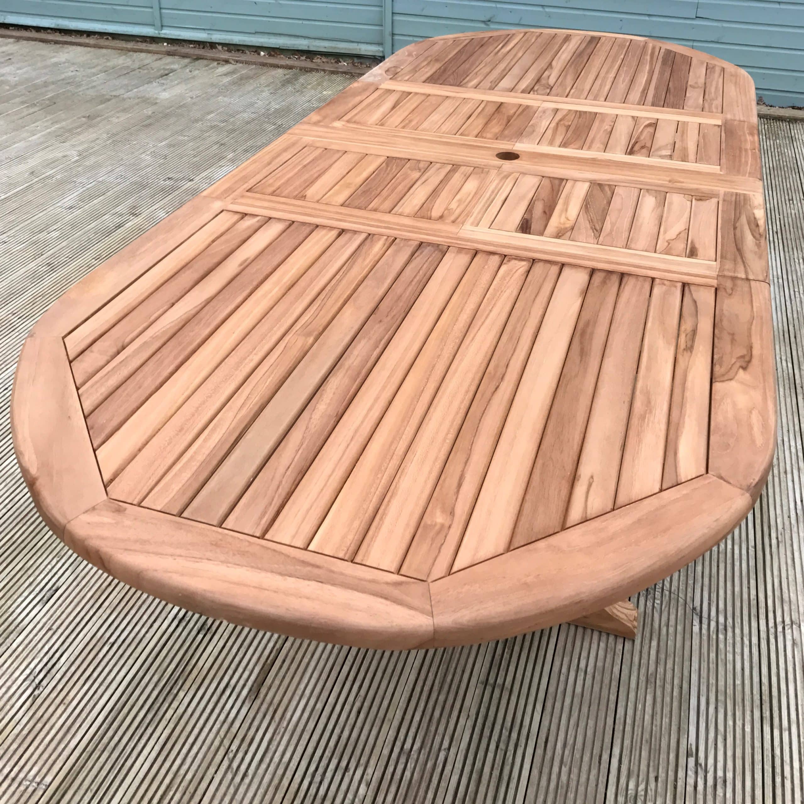 Aviemore | 1.9-2.7m Oval Double Extending Teak Garden Dining Table | 8 to12 Seater