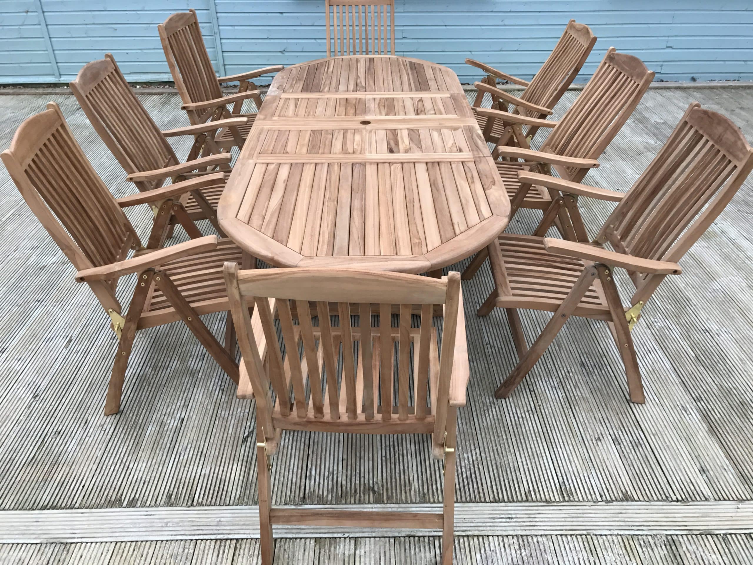 Aviemore | 1.9-2.7m Oval Double Extending Teak Garden Dining Table | 8 to12 Seater