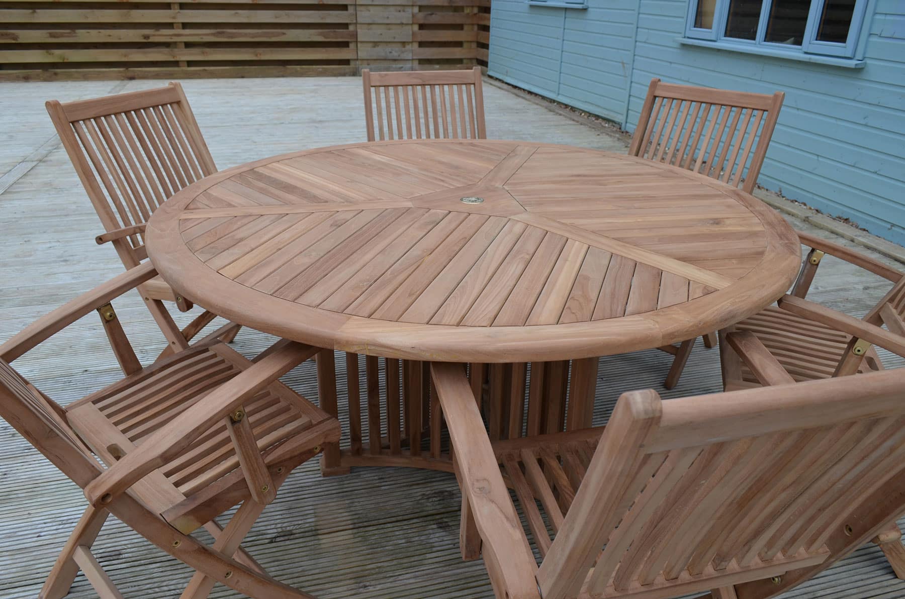 Kendal | 1.5m Round Teak Garden Dining Table | 6 Seater