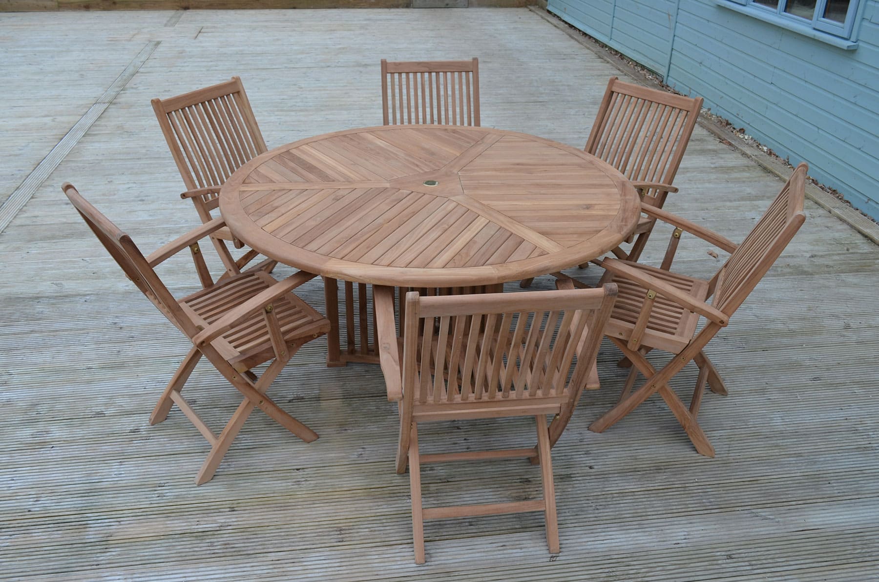 Kendal | 1.5m Round Teak Garden Dining Table | 6 Seater