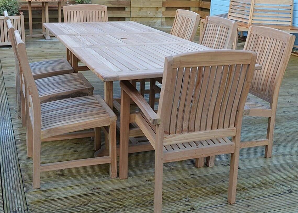 Zennor |1.8-2.4m Rectangular Extending Teak Garden Dining Table | 8 to 12 Seater