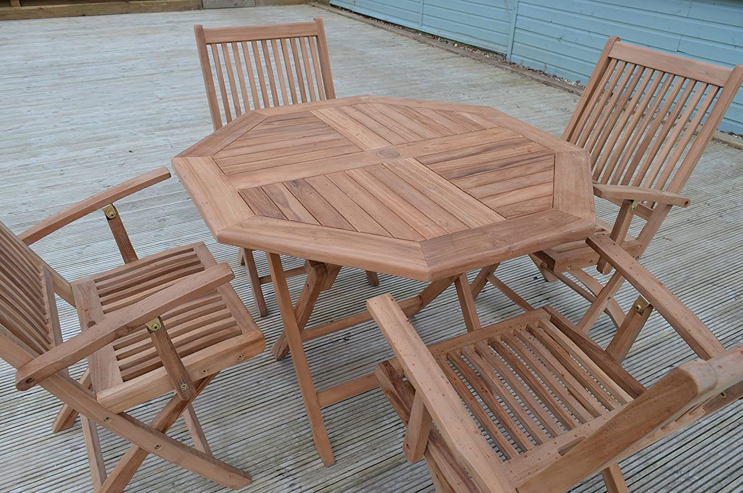 Suffolk |1m Octagonal Folding Teak Garden Dining Table | 4 Seater