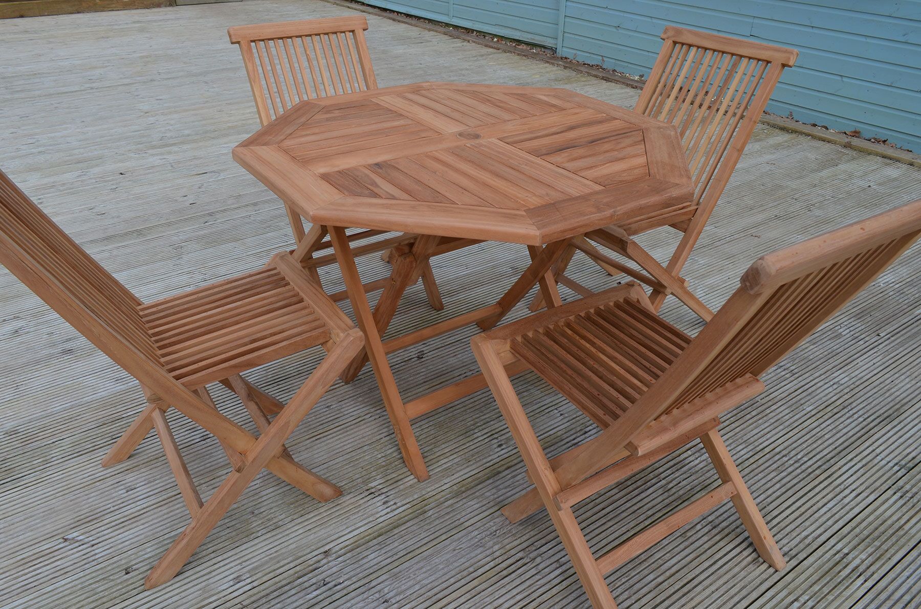 Suffolk |1m Octagonal Folding Teak Garden Dining Table | 4 Seater