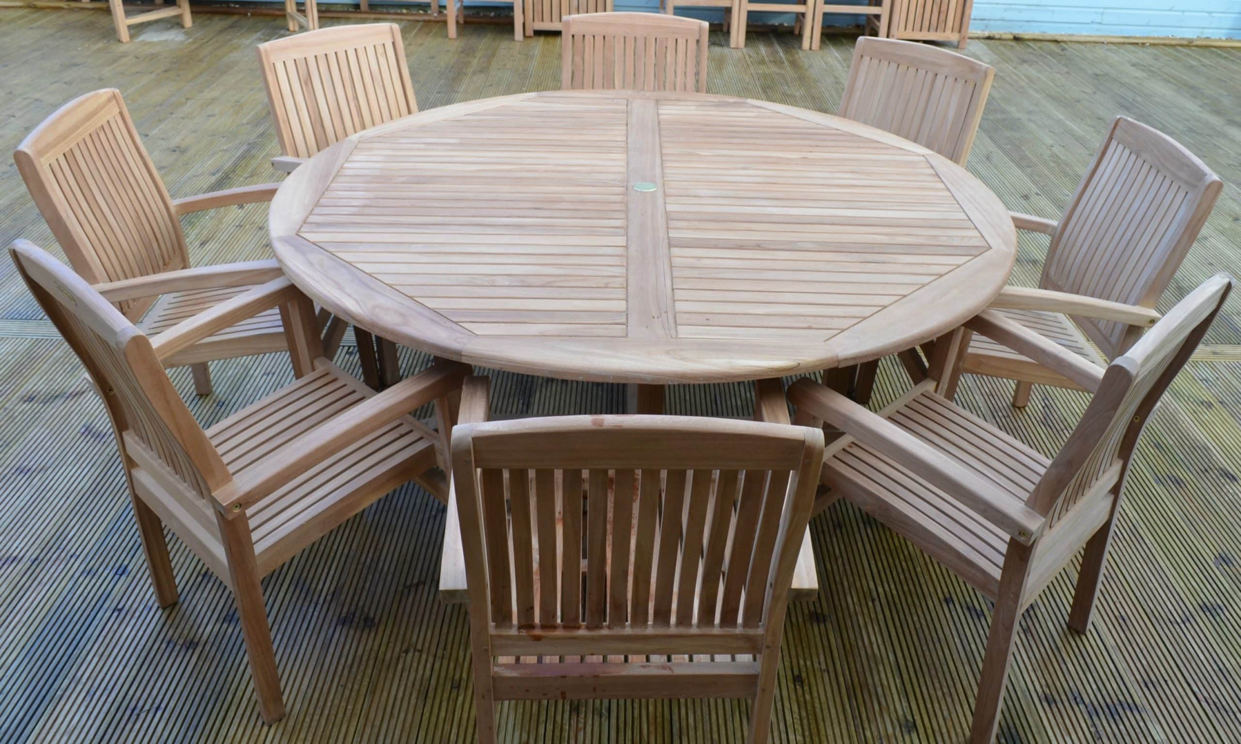 Dorchester | 1.8m Round Teak Garden Dining Table | 8 Seater