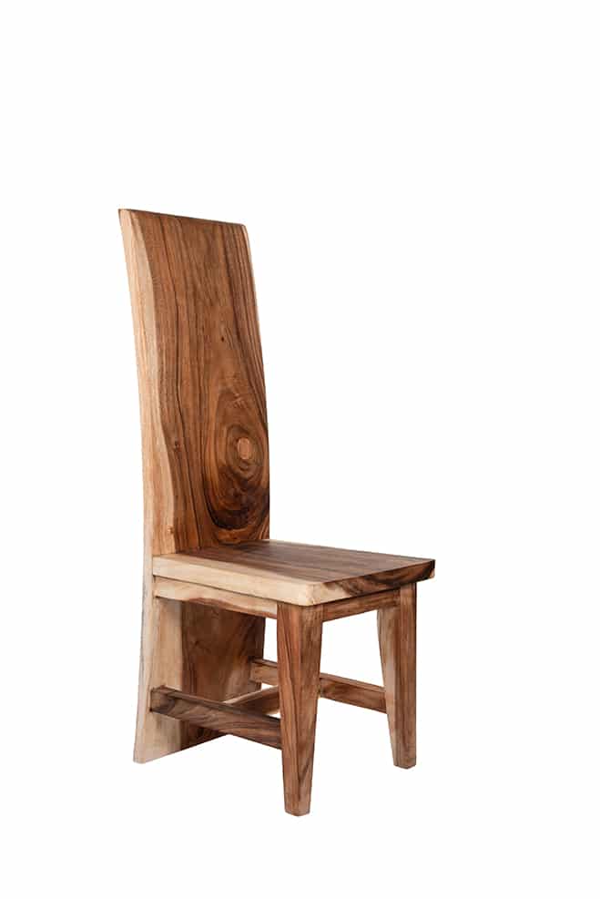 4 Seater Dining Set | 1m Round Reclaimed Teak Dining Table with 4 Live Edge Dining Chairs Full Length Back