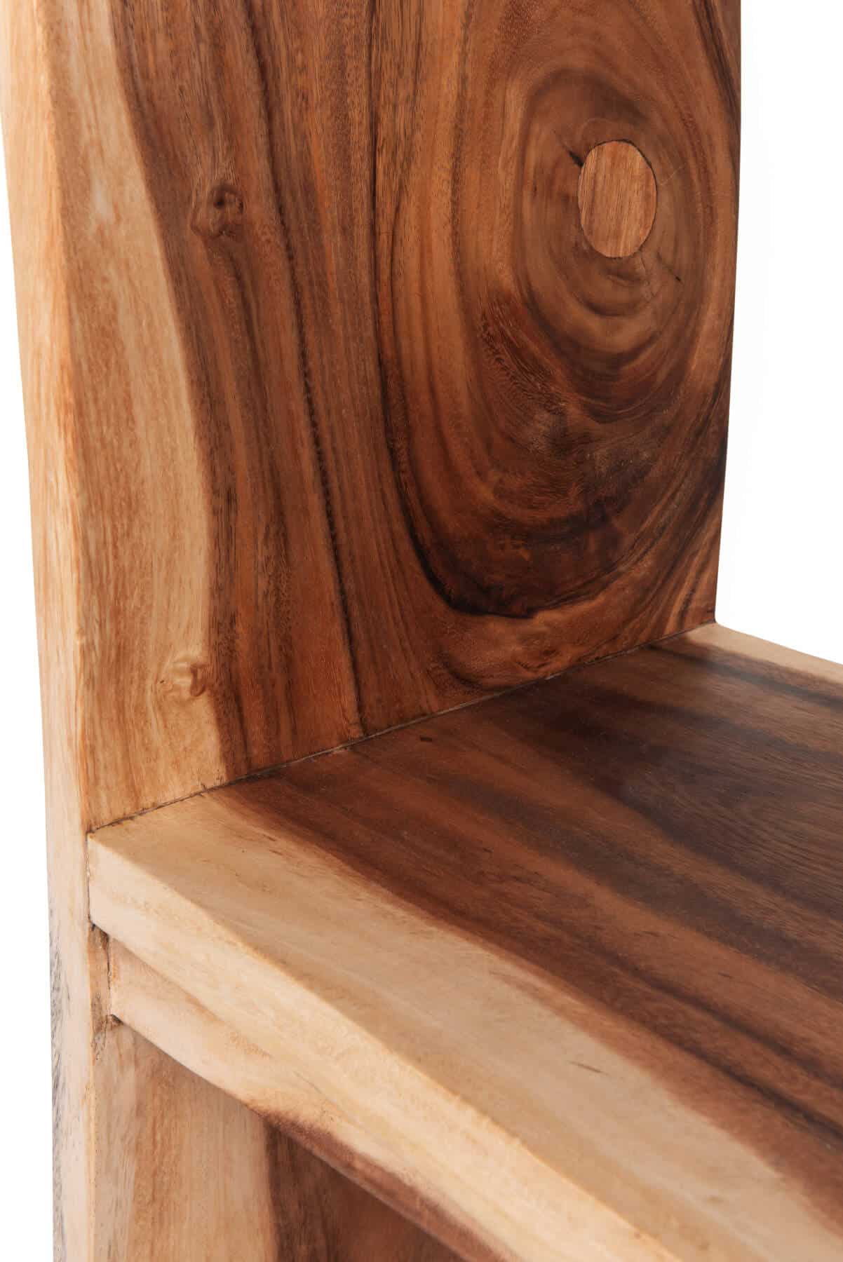 2 Seater Dining Set | 80cm Square Reclaimed Teak Dining Table with 2 Live Edge Dining Chairs Full Length Back