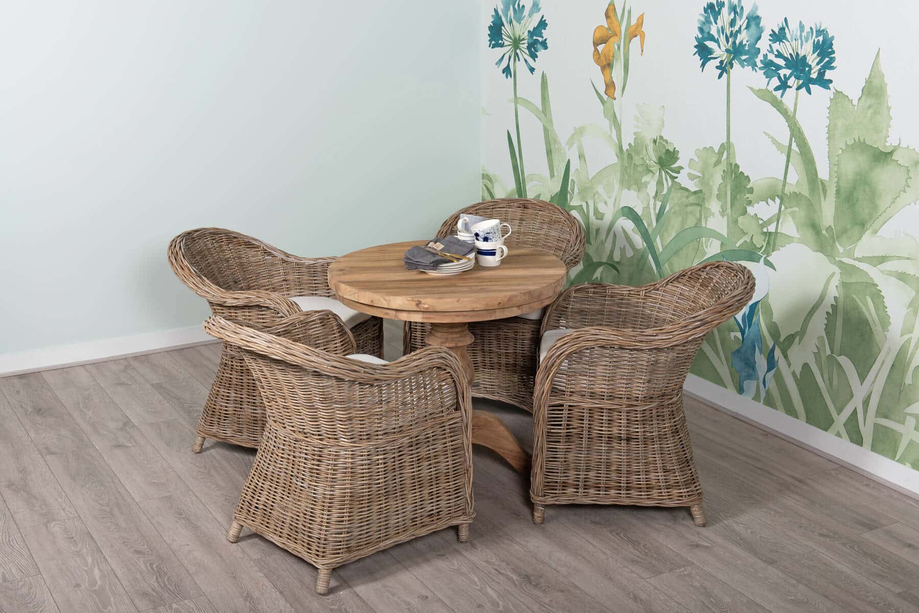 Reclaimed Teak Dining Table | 80cm Round Table - 2 to 4 Seater