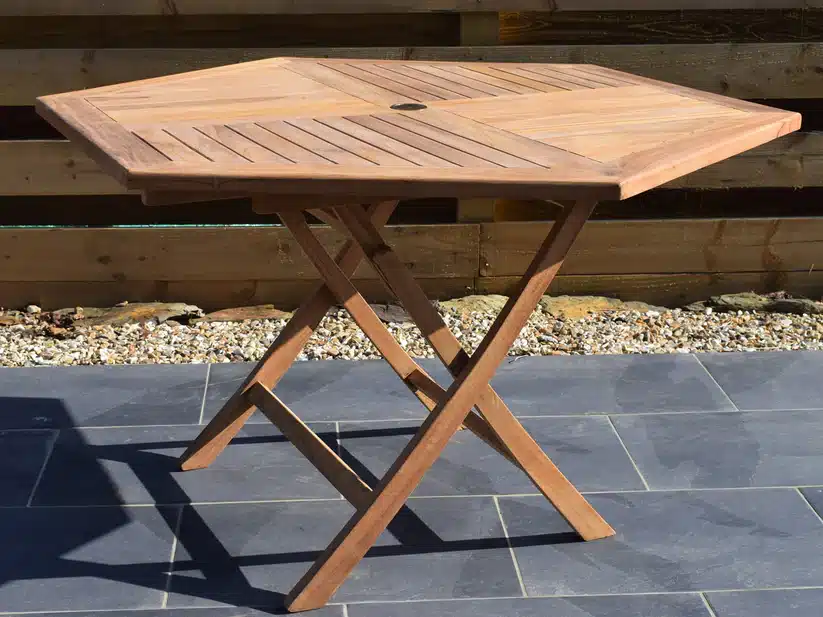 Burford 1.2m hexagonal folding teak table image