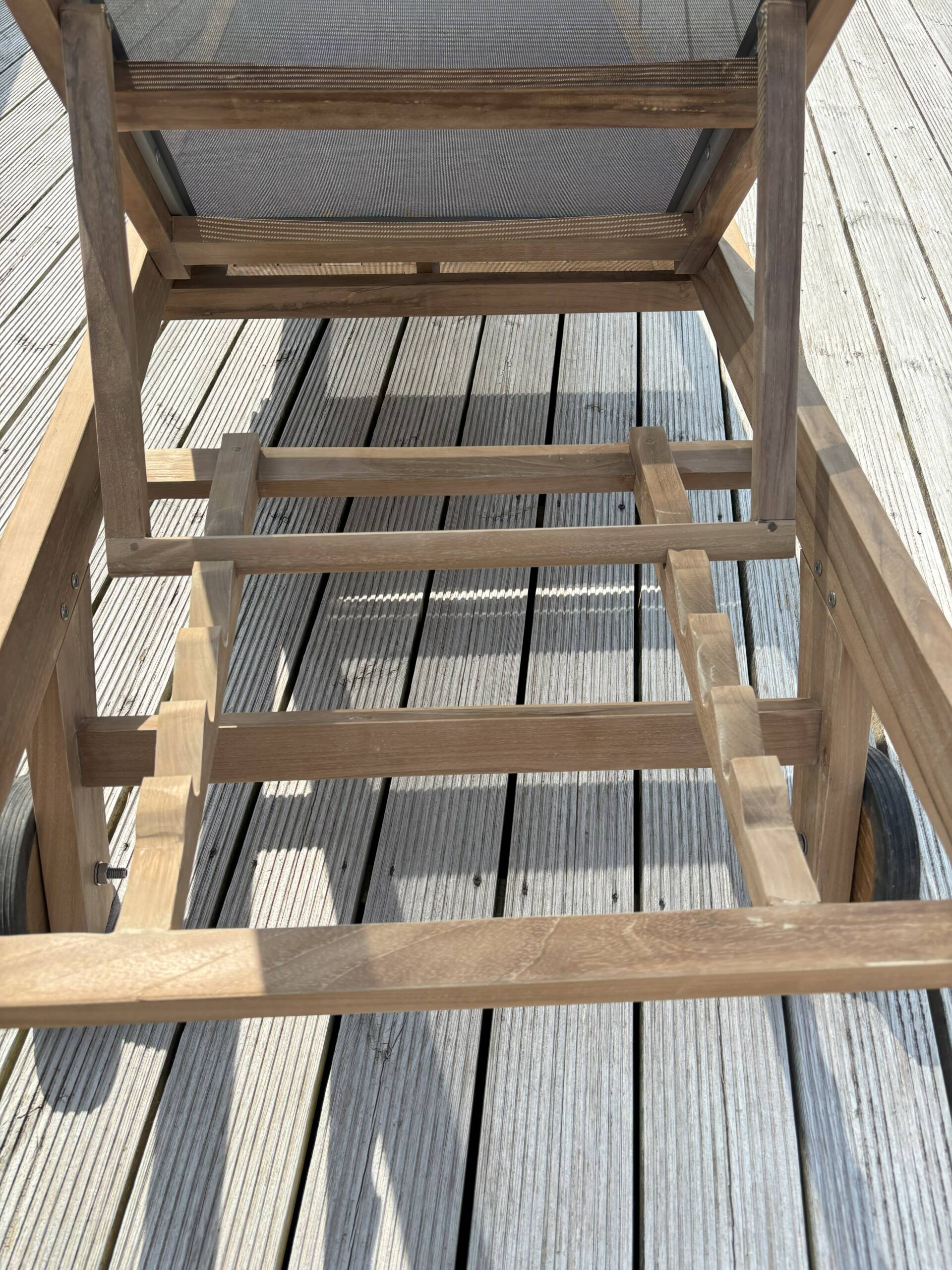 Teak and Textilene Lounger- Luxury Soft grey