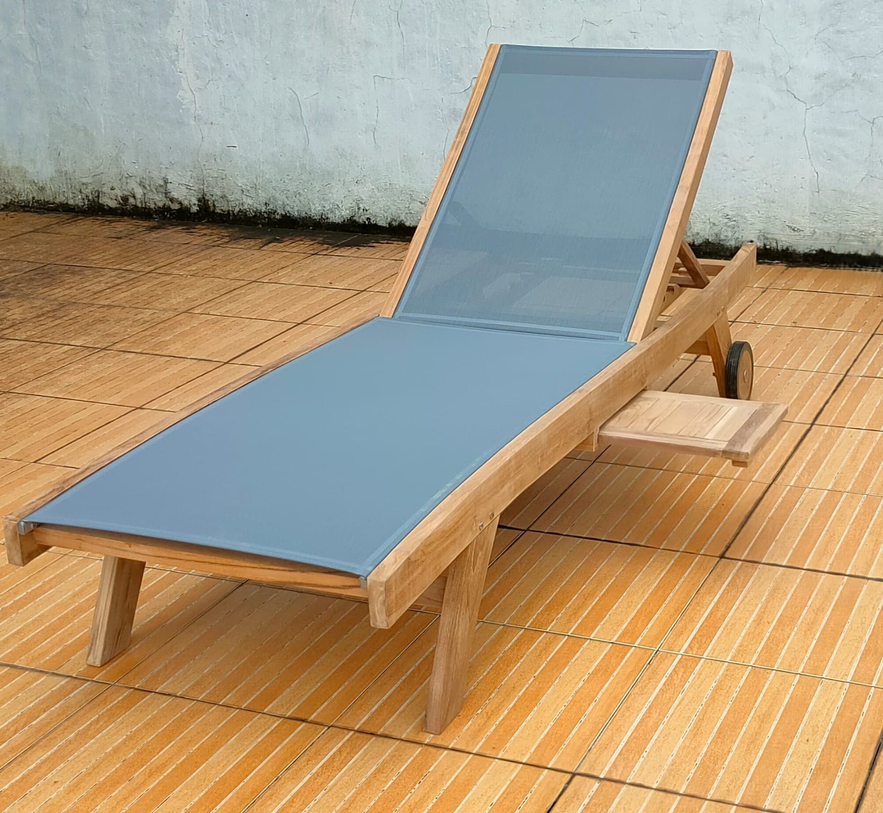 Teak and Textilene Lounger- Luxury Soft grey