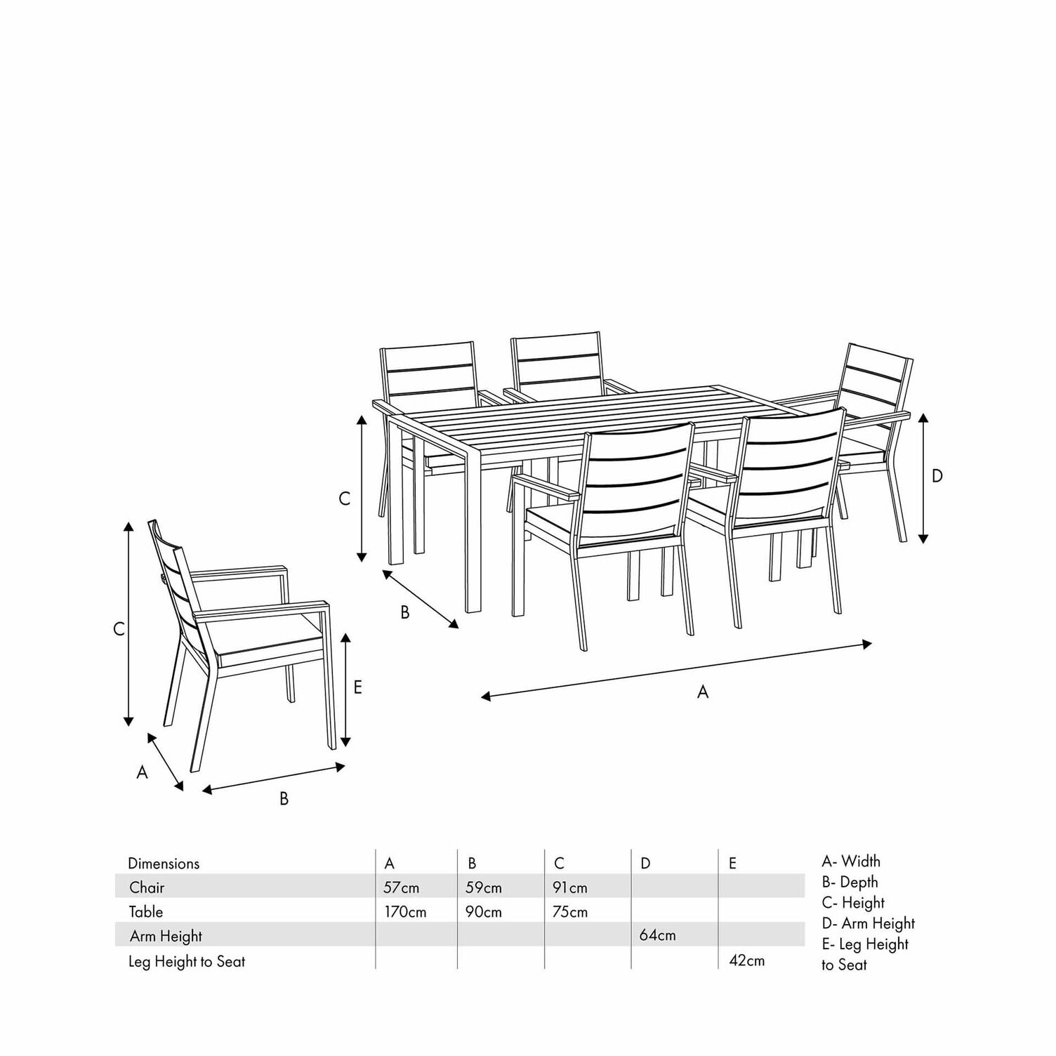 Aruba Outdoor 6 Seater Dining Set