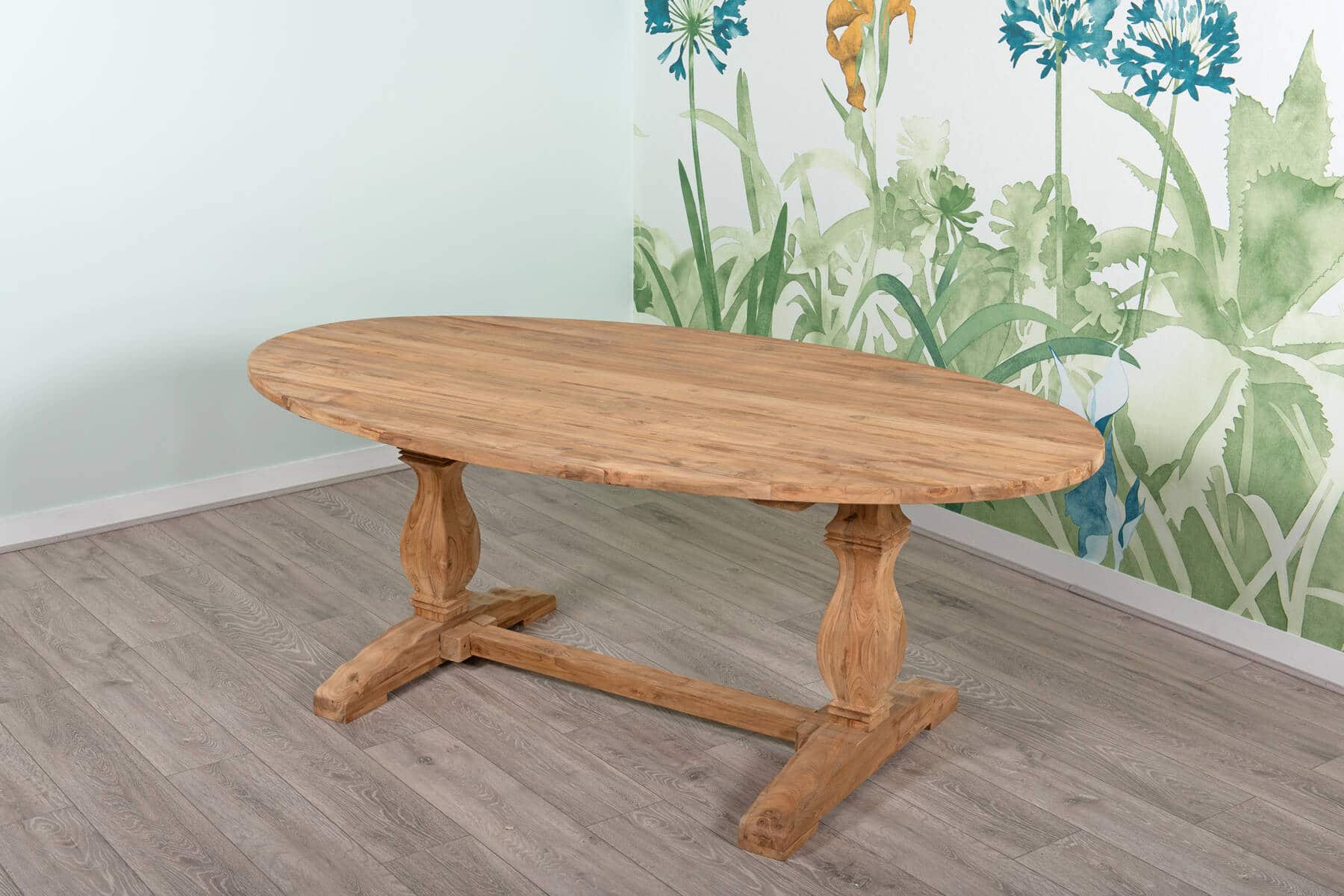 Reclaimed Teak Dining Table | 2m Oval Table - 8 Seater