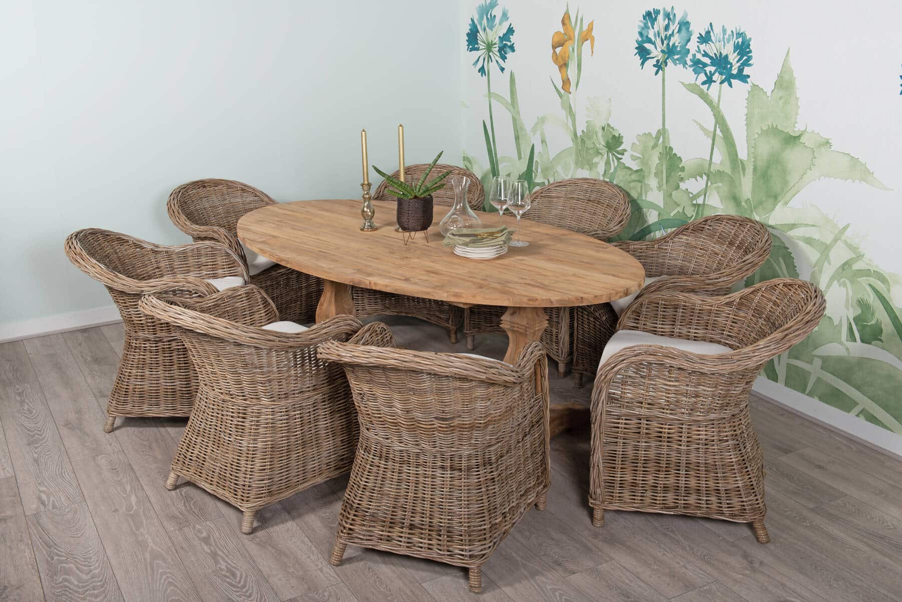 Reclaimed Teak Dining Table | 2m Oval Table - 8 Seater