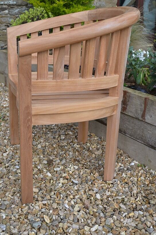 5 Seater Teak Garden Coffee Table Set - Teak Banana Coffee Table with 1 Teak Bath Banana Bench and 2 Teak Banana Chairs