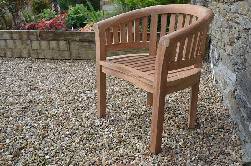 5 Seater Teak Garden Coffee Table Set - Teak Banana Coffee Table with 1 Teak Bath Banana Bench and 2 Teak Banana Chairs