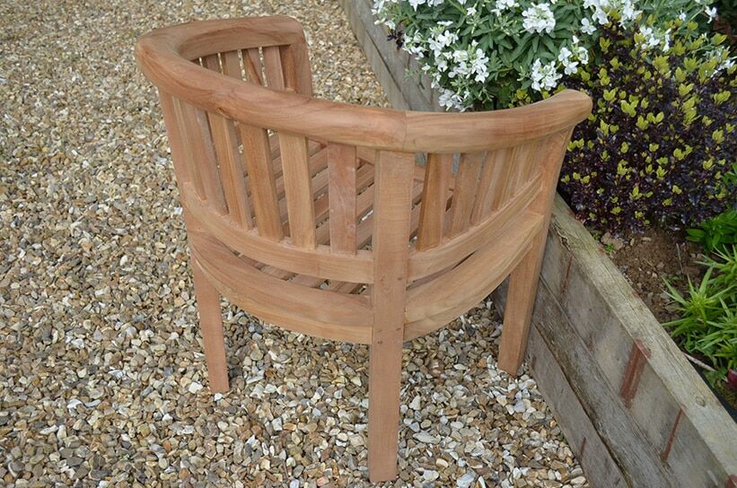 5 Seater Teak Garden Coffee Table Set - Teak Banana Coffee Table with 1 Teak Bath Banana Bench and 2 Teak Banana Chairs