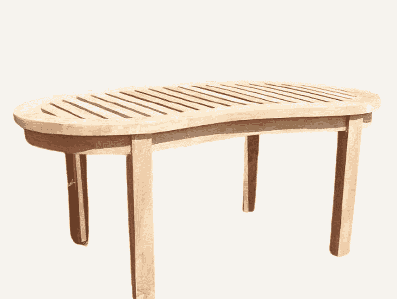 5 Seater Teak Garden Coffee Table Set - Teak Banana Coffee Table with 1 Teak Bath Banana Bench and 2 Teak Banana Chairs