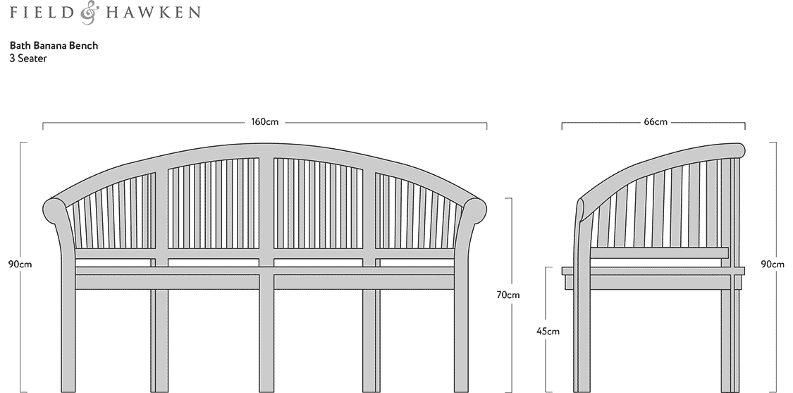 5 Seater Teak Garden Coffee Table Set - Teak Banana Coffee Table with 1 Teak Bath Banana Bench and 2 Teak Banana Chairs
