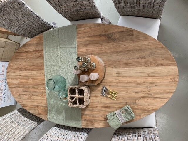 Reclaimed Teak Dining Table | 2m Oval Table - 8 Seater