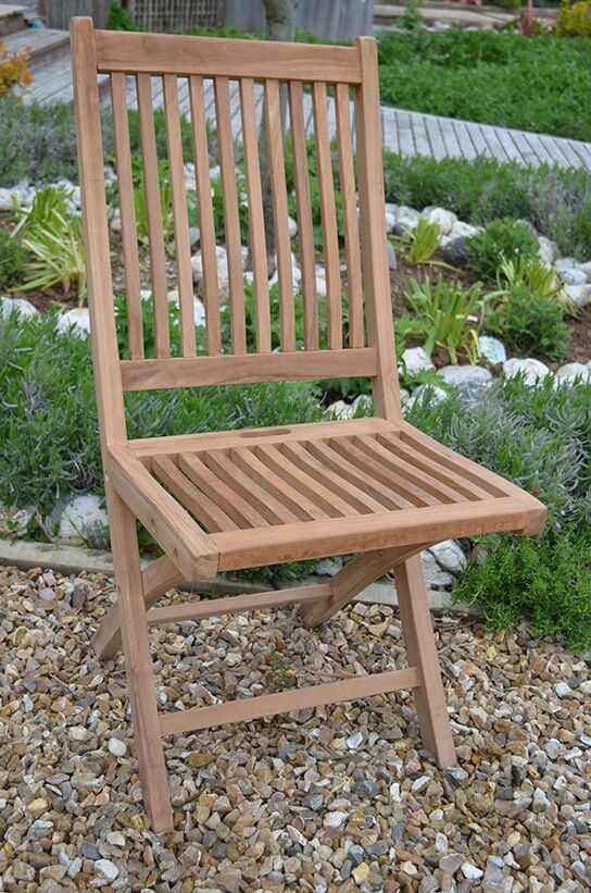4 Seater Bucklebury Teak Garden Dining Set - Bucklebury 1.2m Round Gateleg Table with 4 Premium Teak Folding Chairs