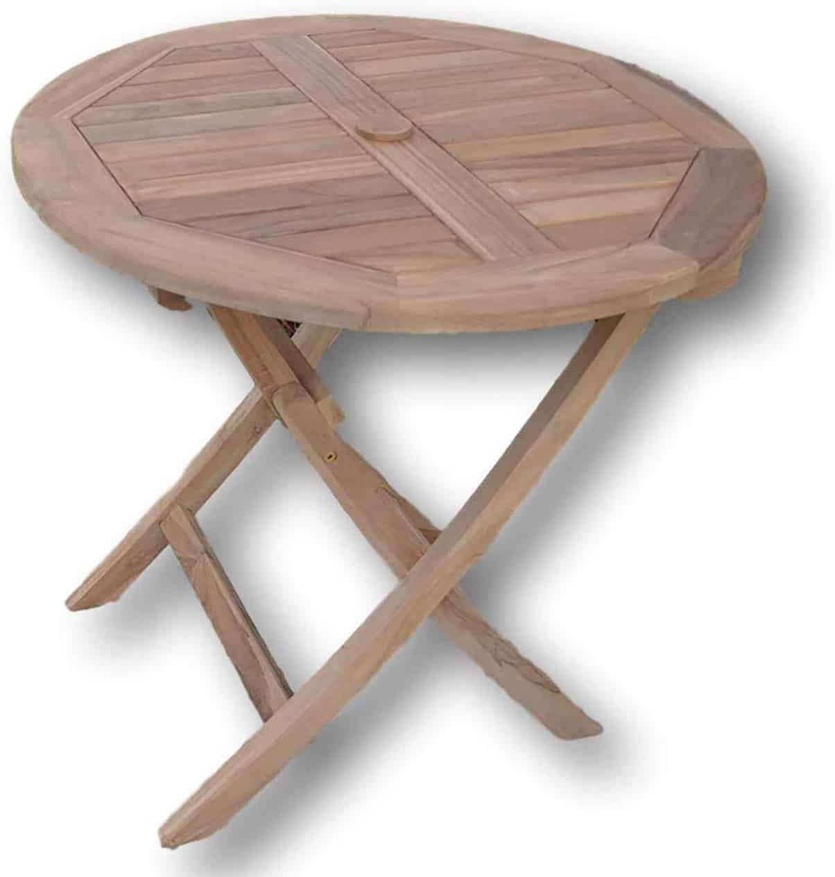 4 Seater Mortimer Teak Garden Dining Set - Mortimer 80cm Round Folding Table with 4 Premium Teak Folding Chairs