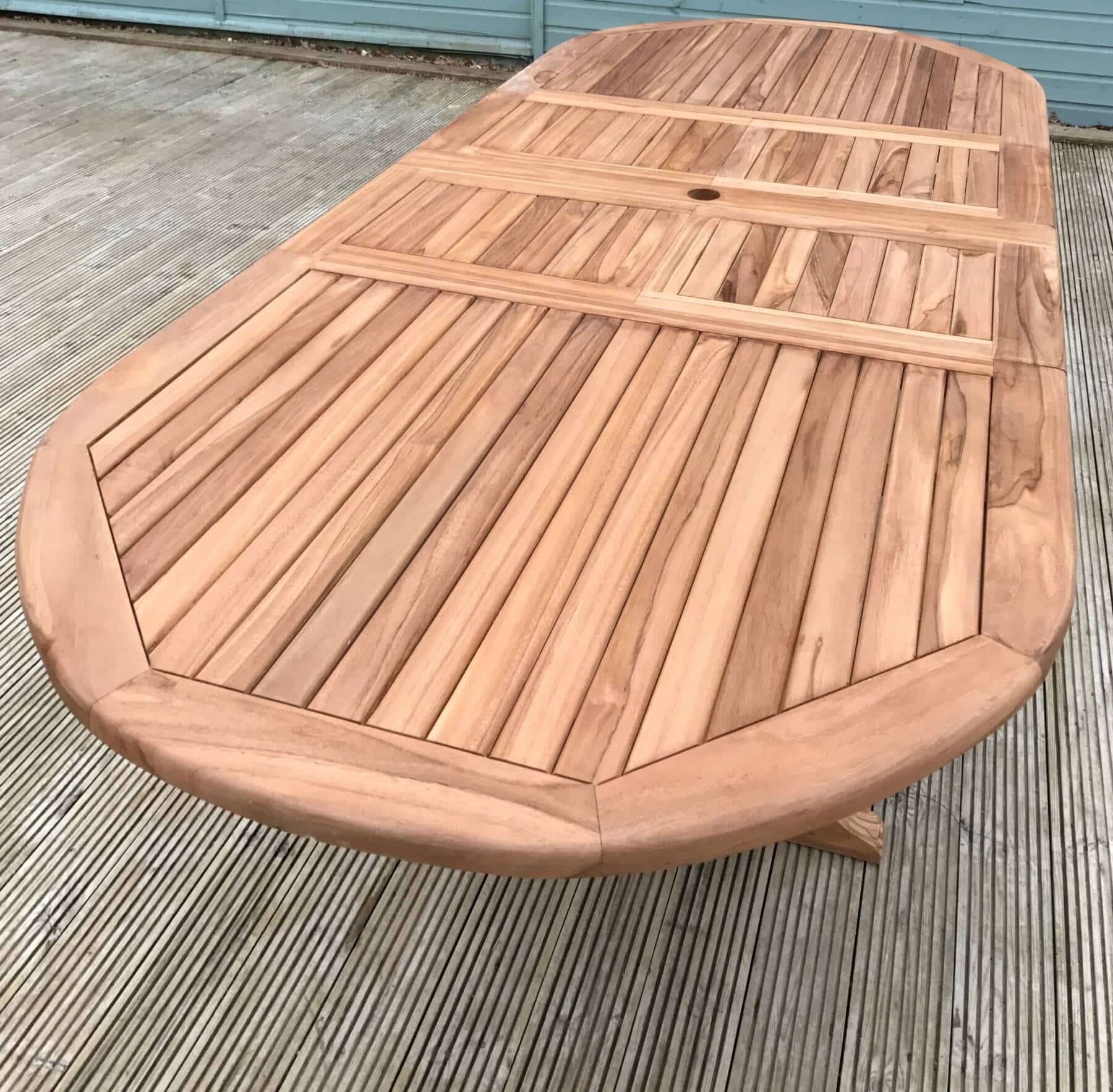 Teak Garden Dining Set | 14 Seater Set | Aviemore 2.4m-3.2m Teak Oval Extending Table with 14 Teak Folding Chairs