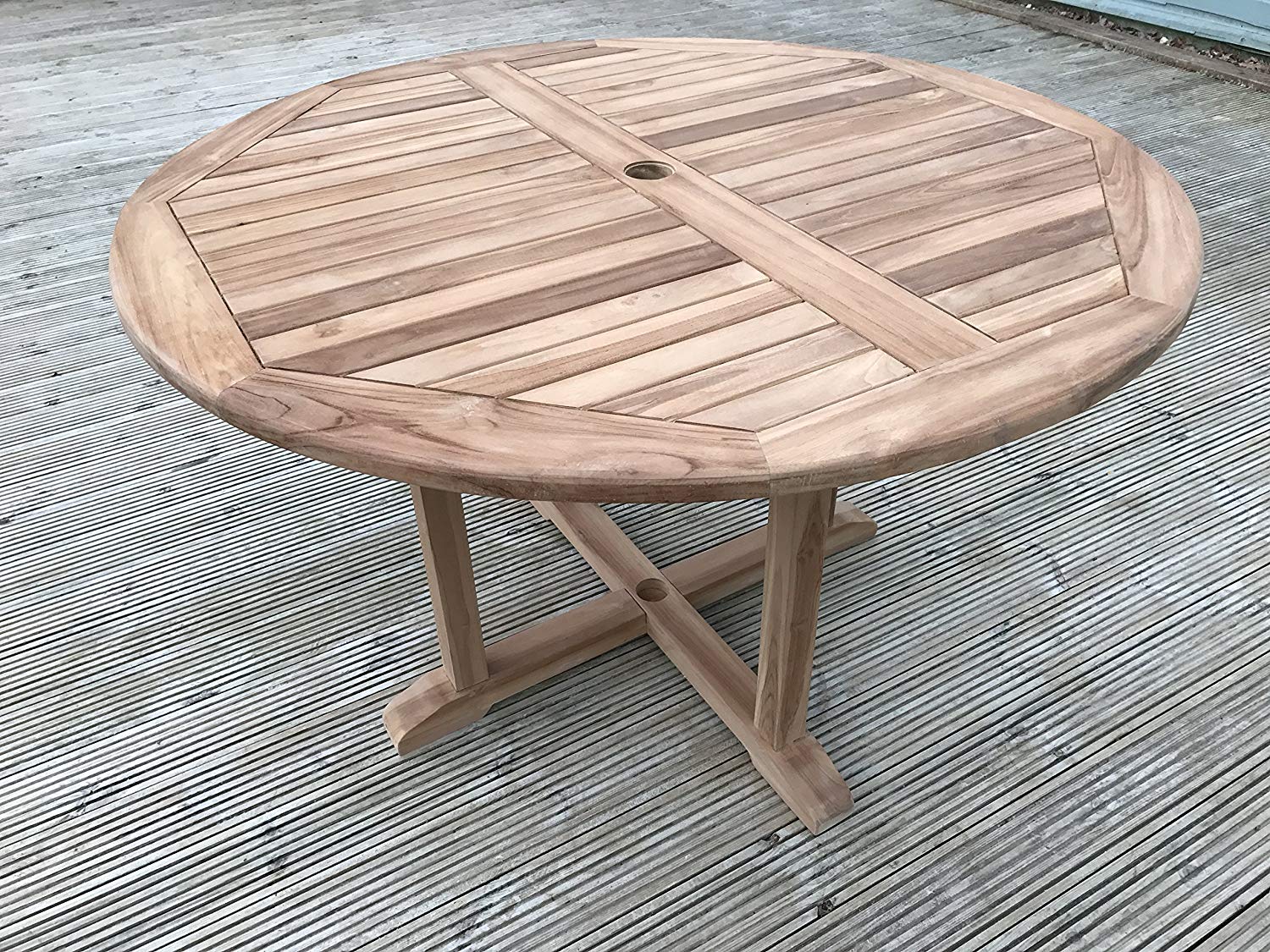 6 Seater Dorchester Teak Garden Dining Set - Dorchester 1.2m Round Fixed Table with 6 Teak Chester Stacking Armchairs