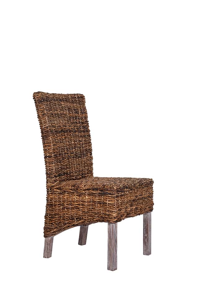 6 Seater Teak Root Dining Set | 1.8m Oval Teak Root Table with 6 Natural Banana Leaf Dining Chairs