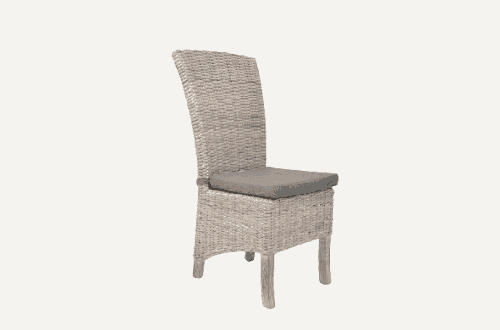 10 Seater Live Edge Dining Set | 2.5m Solid Wood Live Edge Dining Table with 10 Whitewash Kubu Rattan Wicker Dining Chairs and Grey Cushions